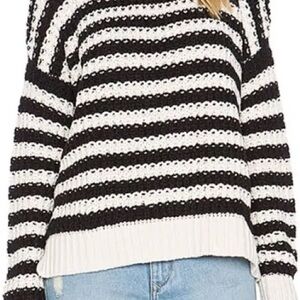 Free People Black and White Striped Sweater